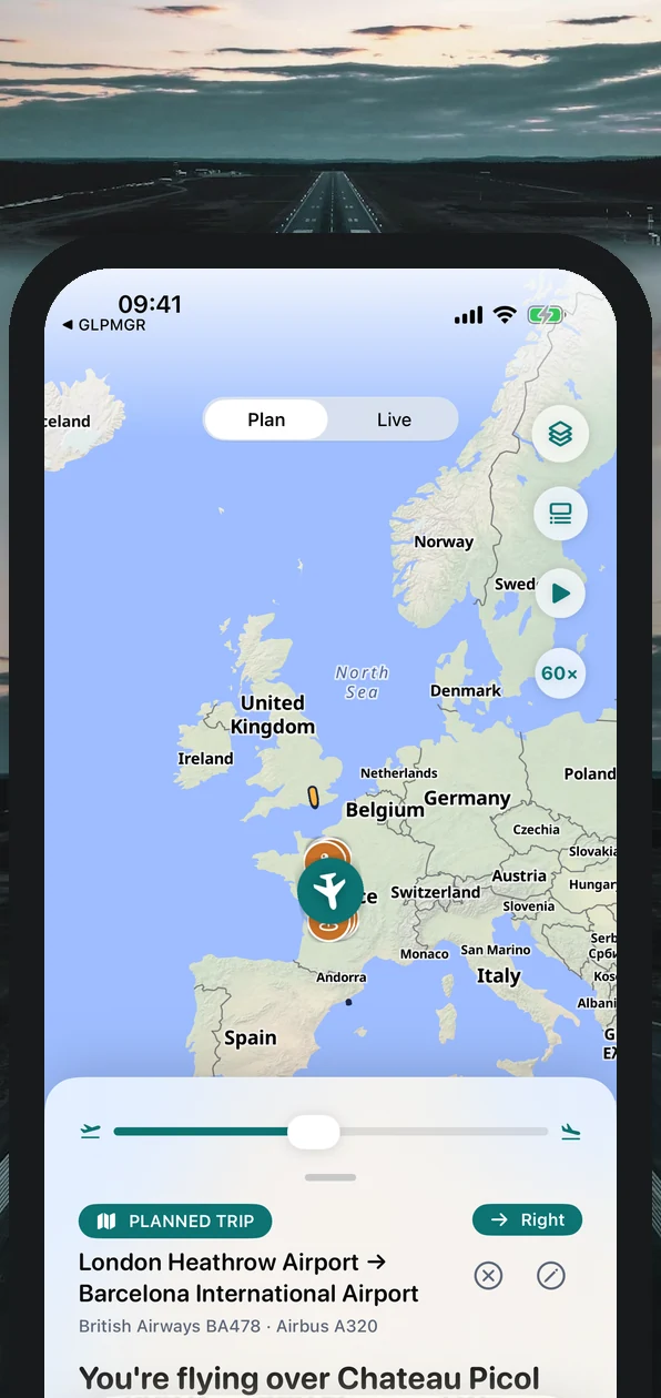 AirReveal planning a flight from London Heathrow to Barcelona