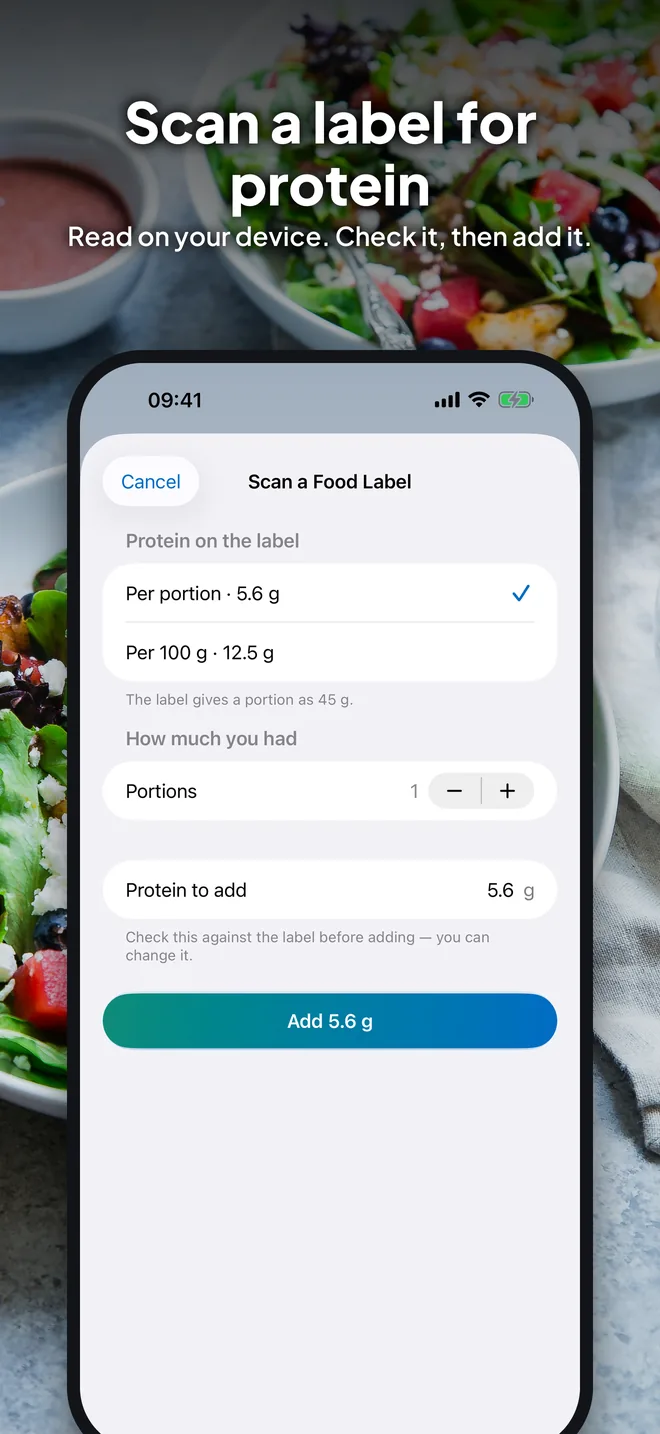 GLPMGR reading the protein figure from a food label